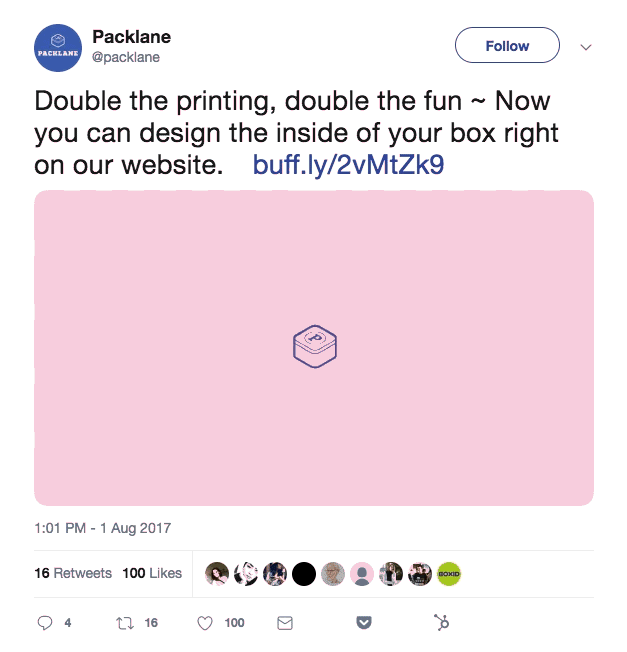 Packlane's Twitter building brand community