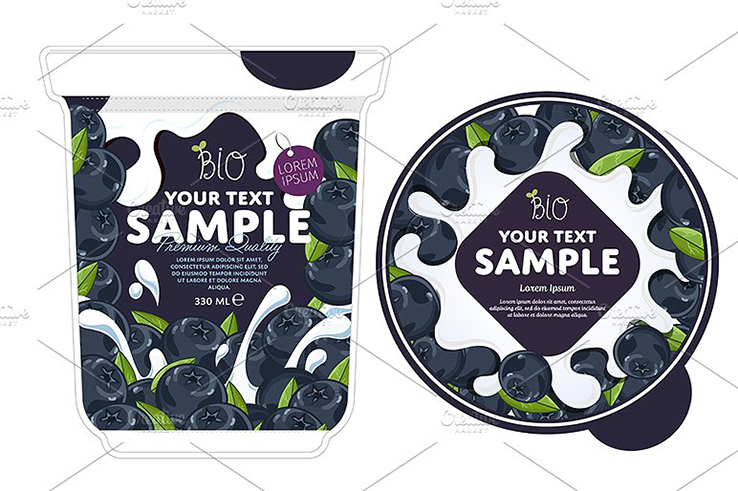 Blueberry yogurt packaging design