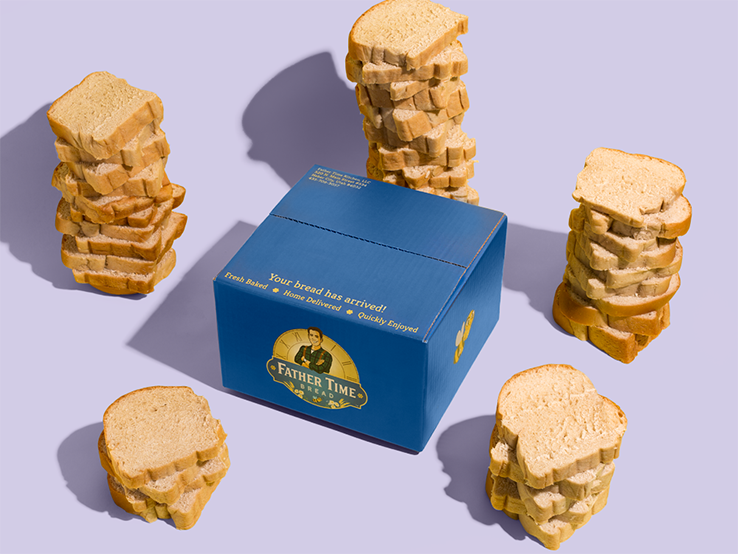 Father Time Bread's Blue Shipping Box from Packlane