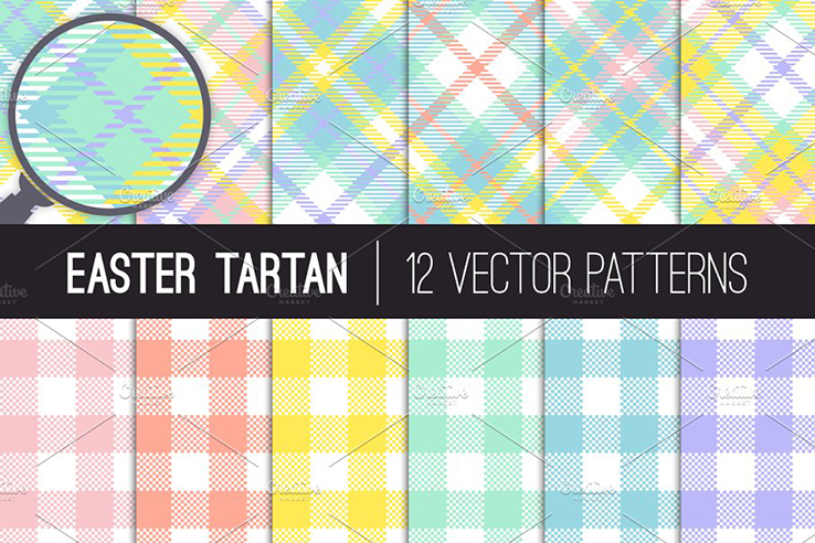 12 Easter Tartan Vector Patterns