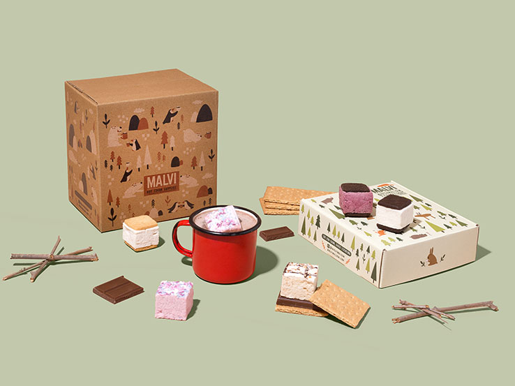 Mailer box by Packlane made for Malvi Marshmallows