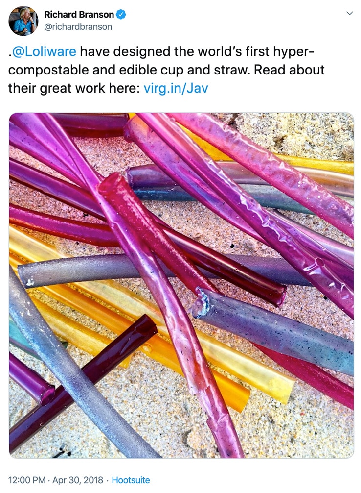 Loliware's sustainable packaging straws 