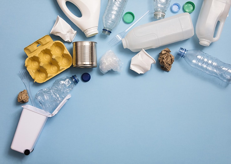 Trash materials used in sustainable packaging