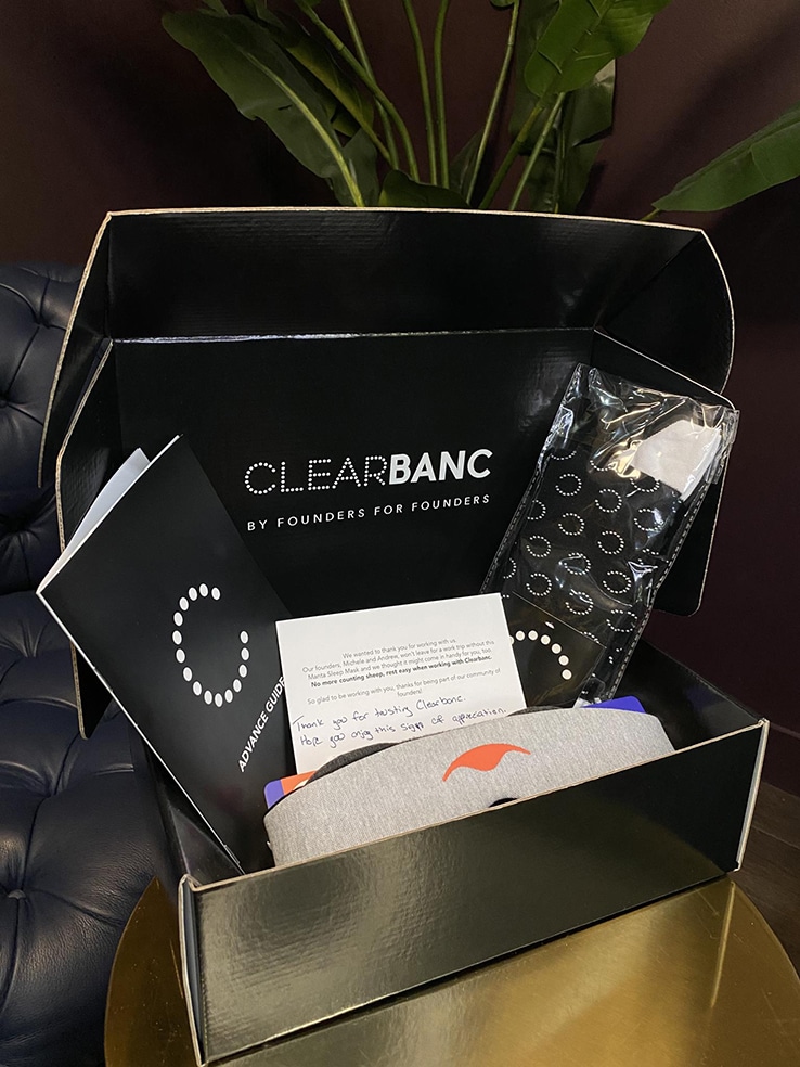 clearbanc corporate gift founder's box